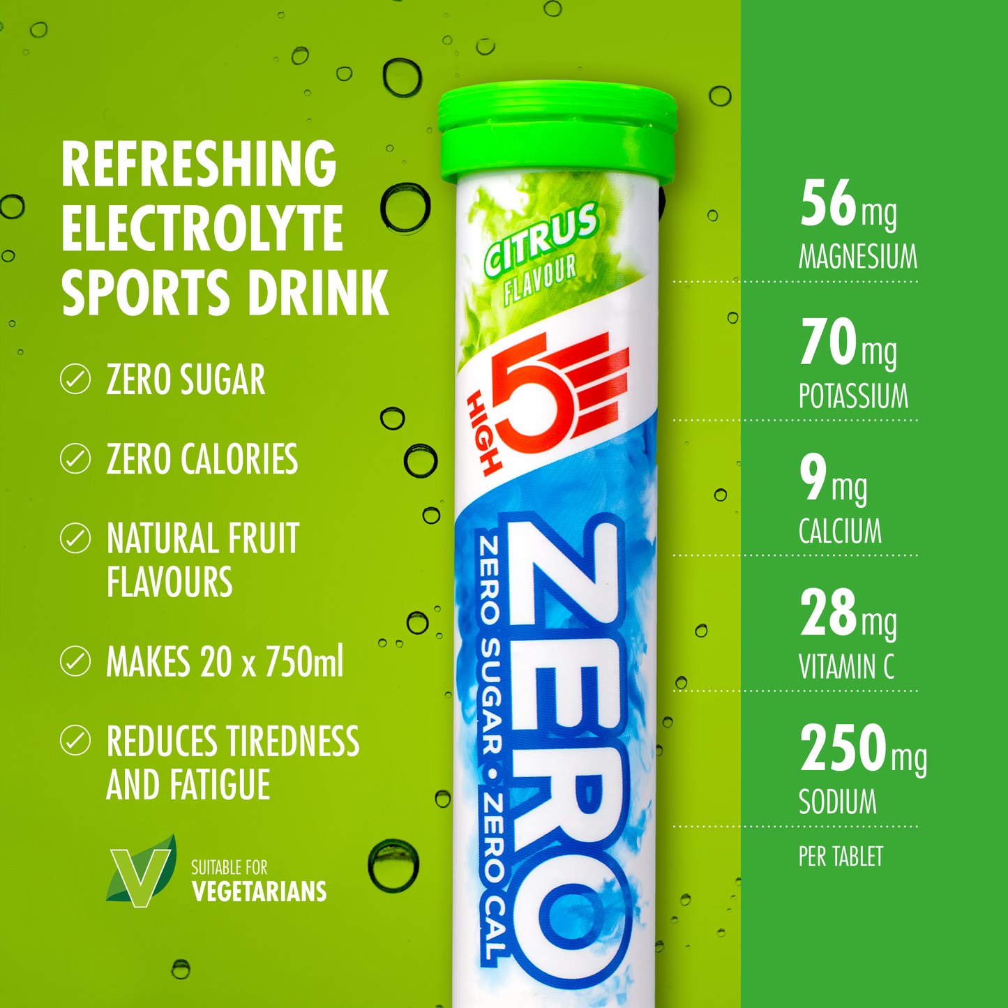 Hydratatietabletten met elektrolyten High5 ZERO (x20) Citroen