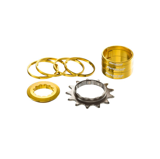 REVERSE COMPONENTS Monospeed kit met 13 tandwielen goud