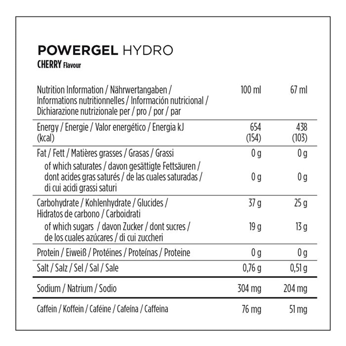 POWERBAR POWERGEL HYDRO Energy Gel (41g) Cafeïnehoudende Kers