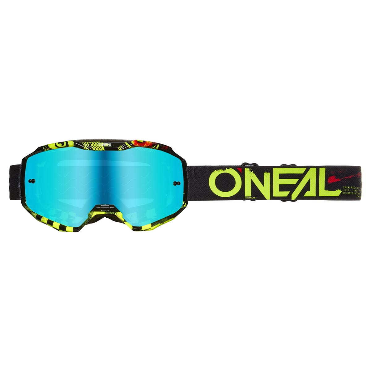 O'NEAL B-10 ATTACK Masker Zwart/Fluorescerend Geel - Radium Blauw