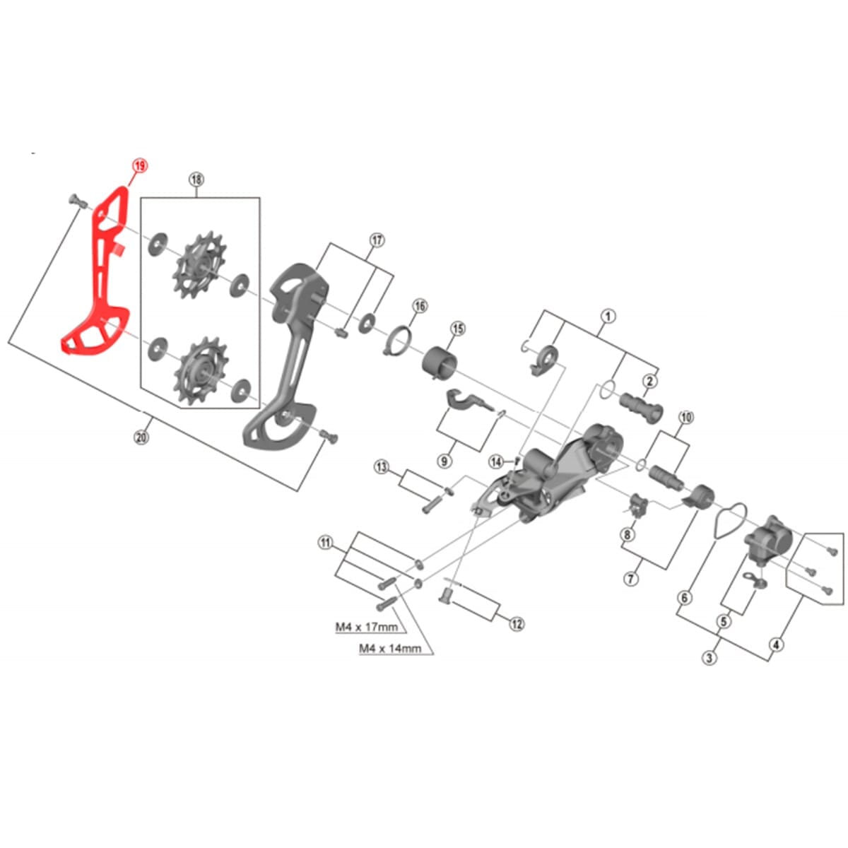 Chape Interne Longue pour Dérailleur Arrière SHIMANO XTR M9120 SGS 12V #Y3FA26000