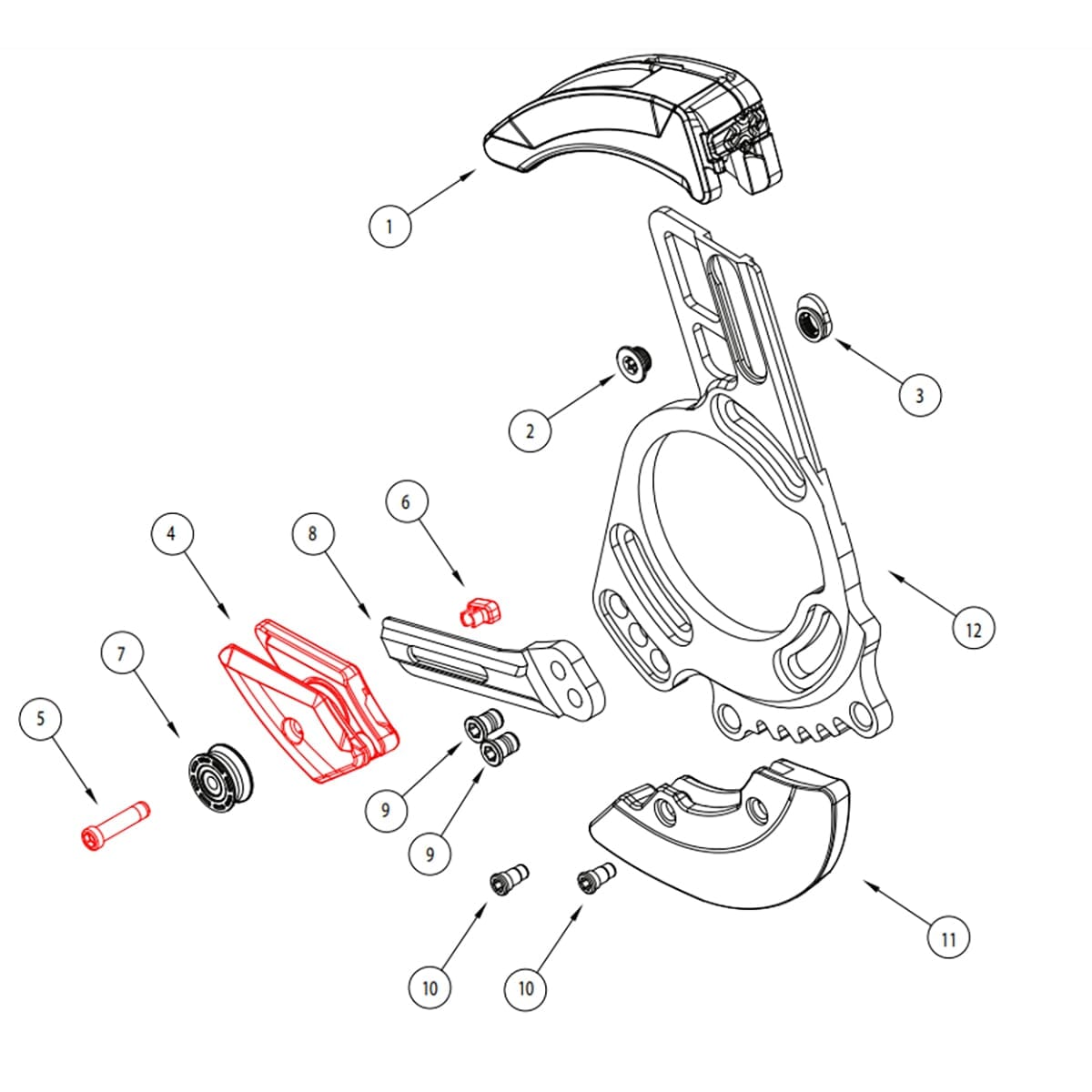 Onderste geleider voor E-THIRTEEN LG1 Gen 2/LG1/LG1+/LG1 Race Kettinggeleider Zwart #CGS20.SLDR.LWR.K