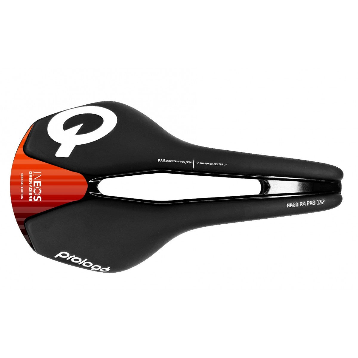 PROLOGO NAGO R4 PAS Zadel 137mm Breedte Tirox INEOS Rails Zwart/Rood