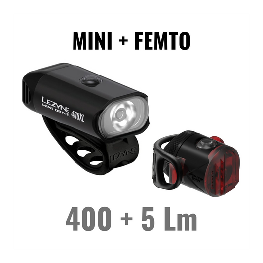 Voor- en achterlichten LEZYNE MINI DRIVE 400XL / FEMTO USB