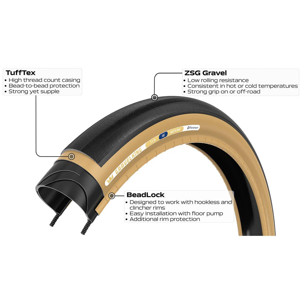 PANARACER GRAVELKING SLICK TLR 650x42c Tubeless voorbereid Beige band