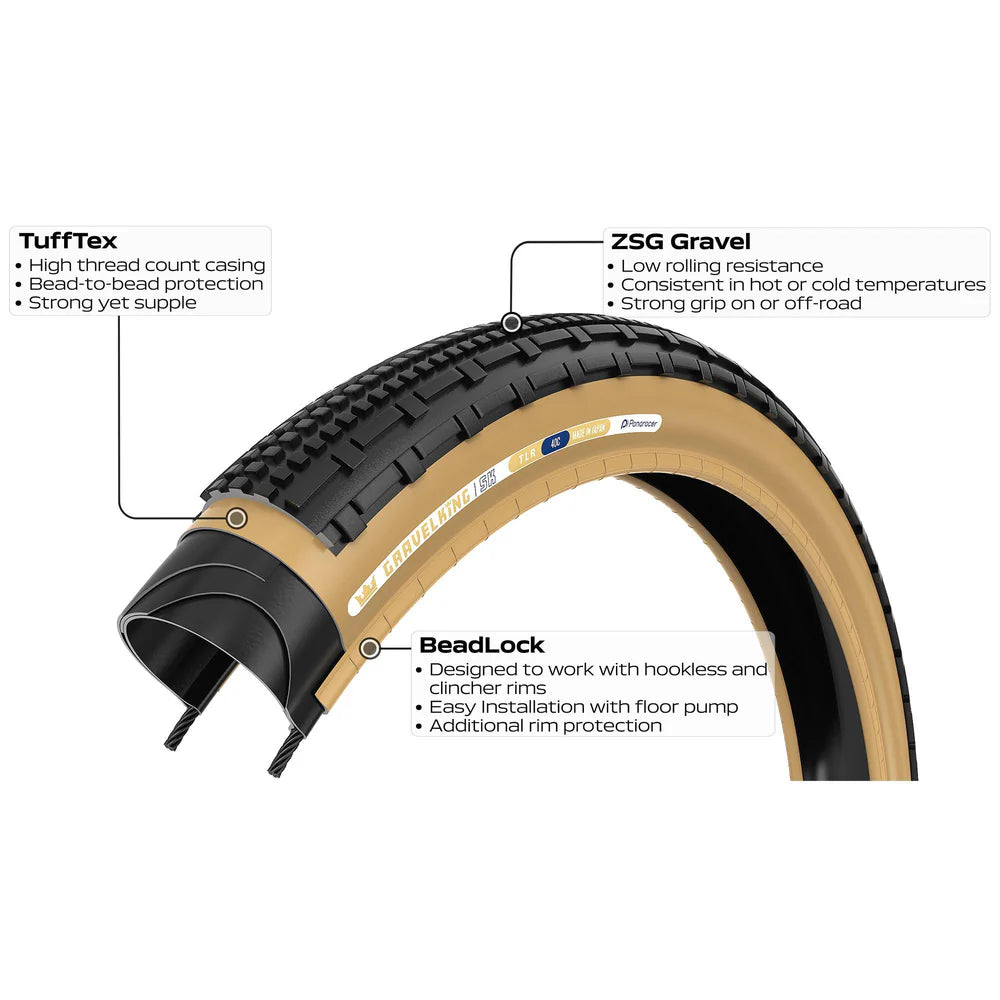 PANARACER GRAVELKING SK TLR 650x43b Tubeless voorbereid Beige band