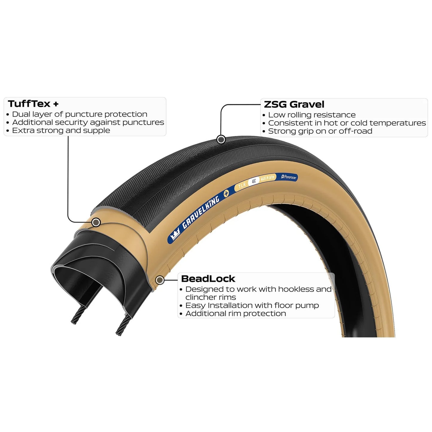 PANARACER GRAVELKING SLICK+ TLR 700x35 band Tubeless Ready Zwart