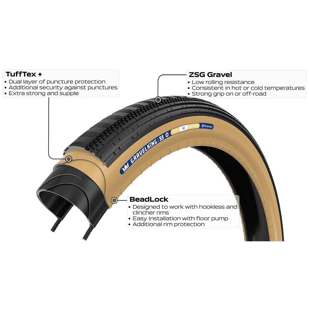 PANARACER GRAVELKING SEMISLICK+ TLR 700x30c Tubeless voorbereid Beige band