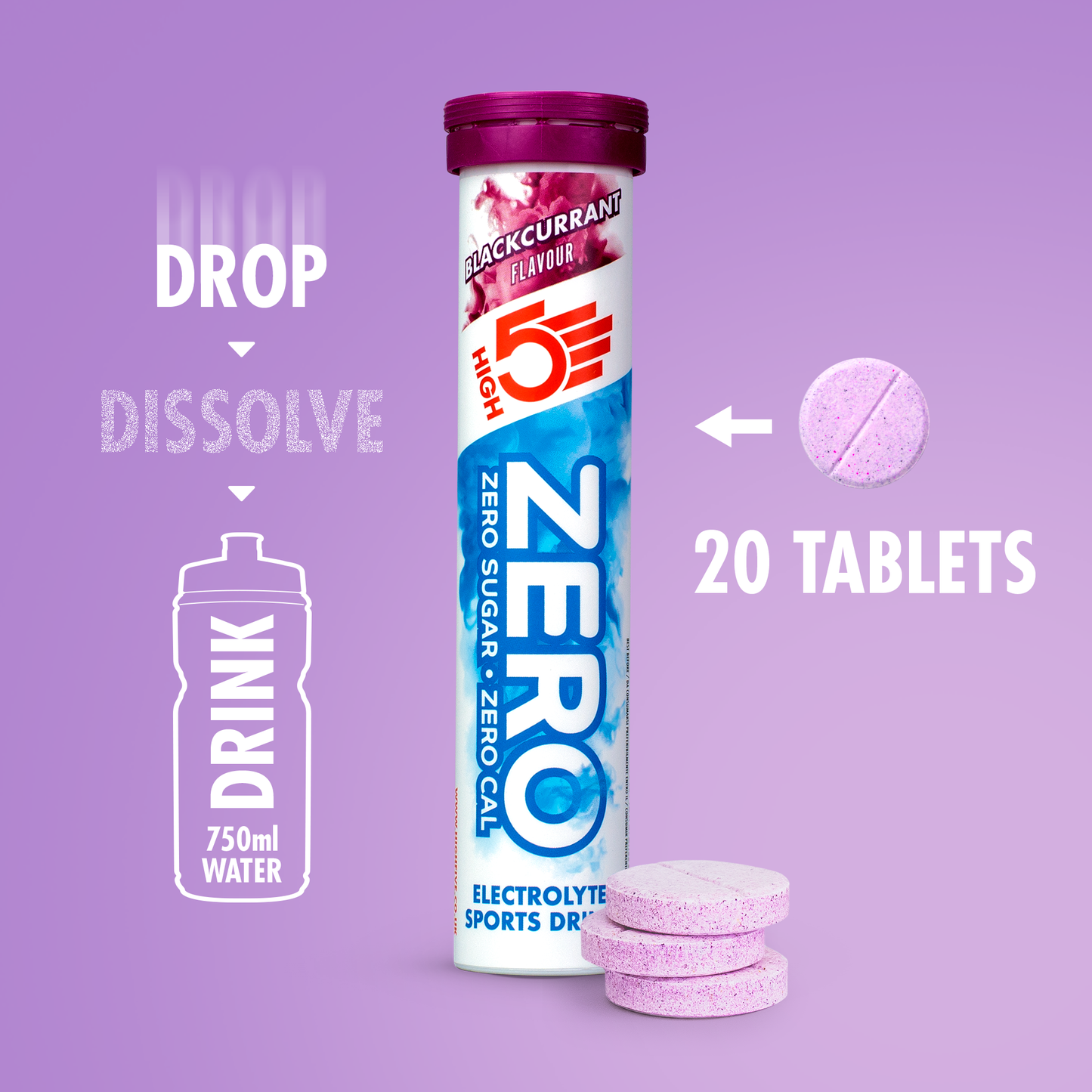 Elektrolyt Hydratatietabletten High5 ZERO (x20) Zwarte bes