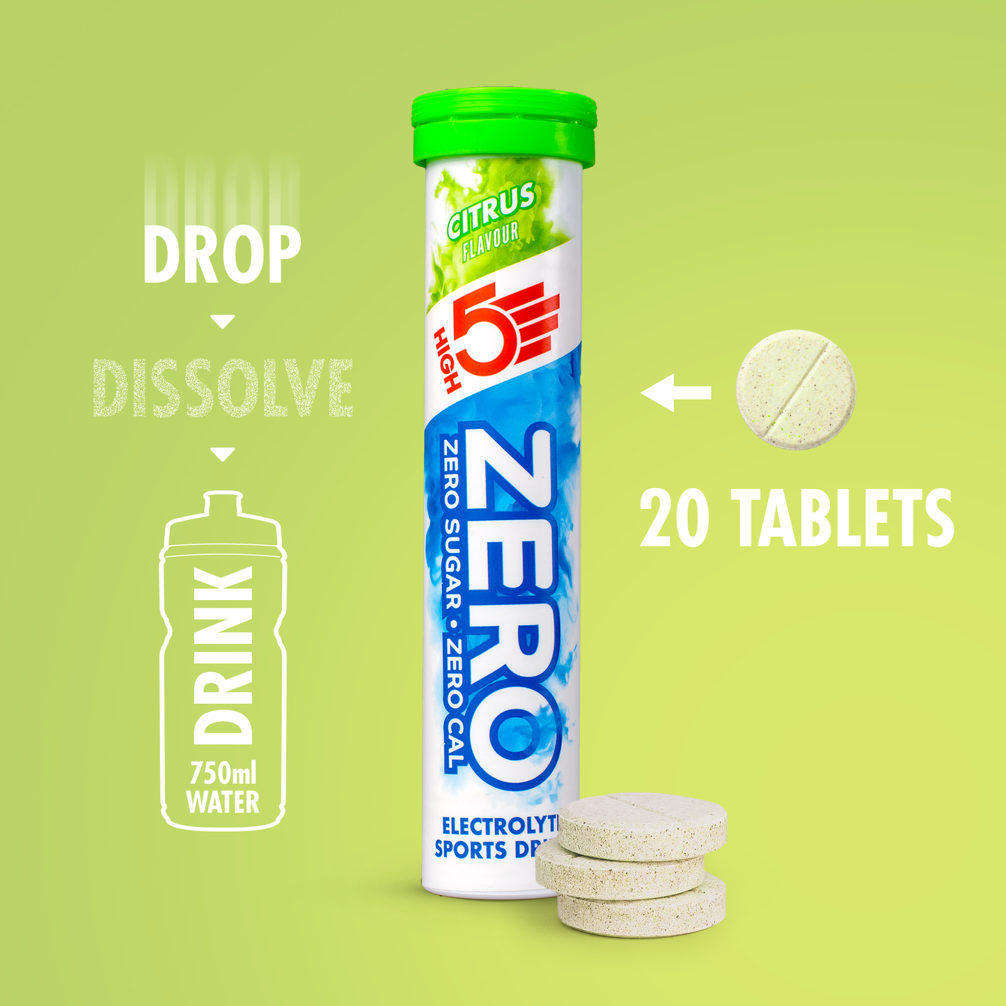 Hydratatietabletten met elektrolyten High5 ZERO (x20) Citroen