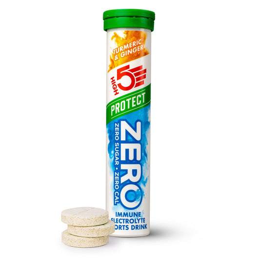 Boisson Anticrampe High5 ZERO PROTECT Tube van 20 Pastilles Kurkuma Gember