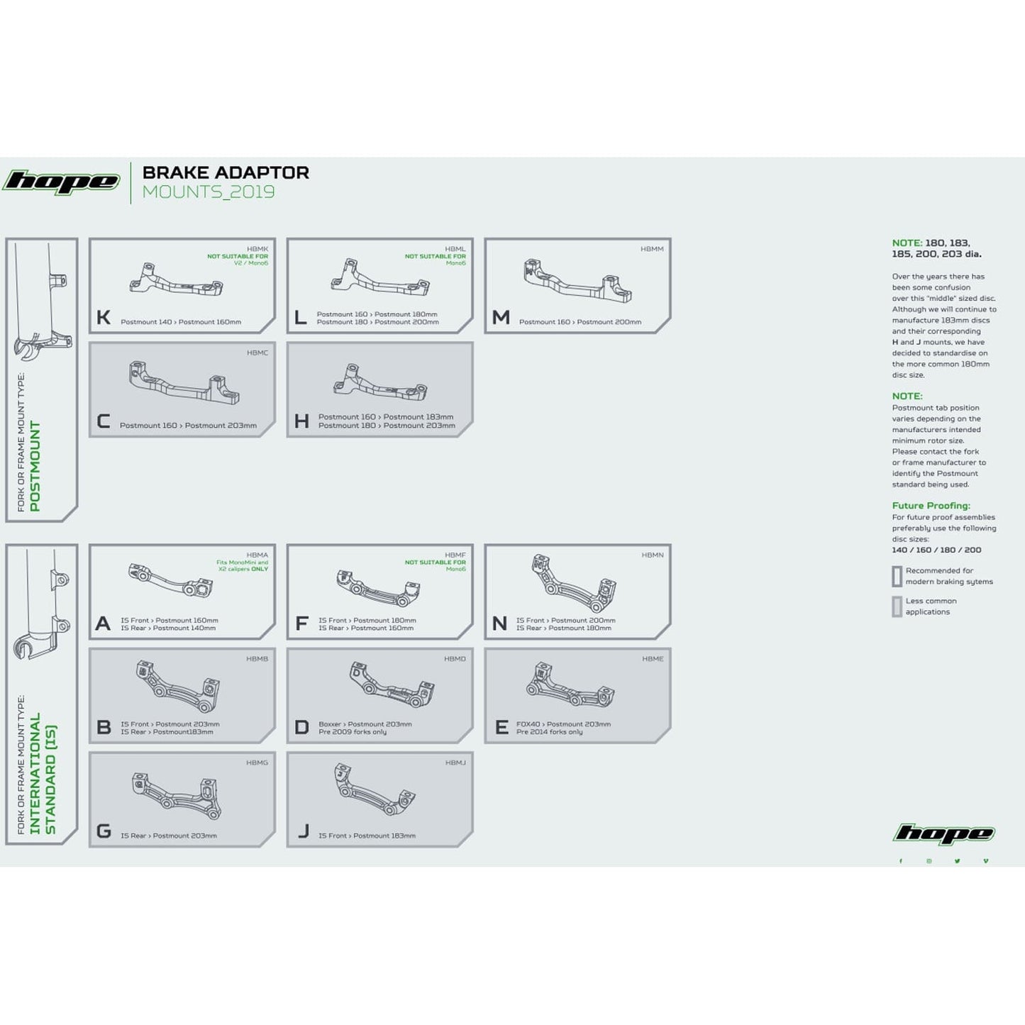 Remklauwadapter voor / achter PM / PM HOPE-schijf 203 mm (+43 mm) #HBMC Zilver
