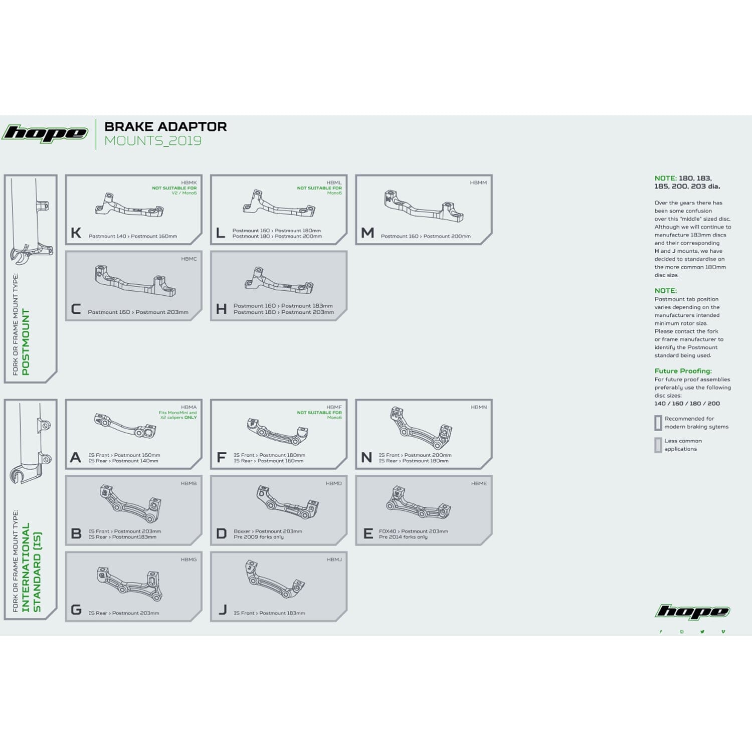 Remklauwadapter voor / achter PM / PM HOPE-schijf 203 mm (+43 mm) #HBMC Zilver