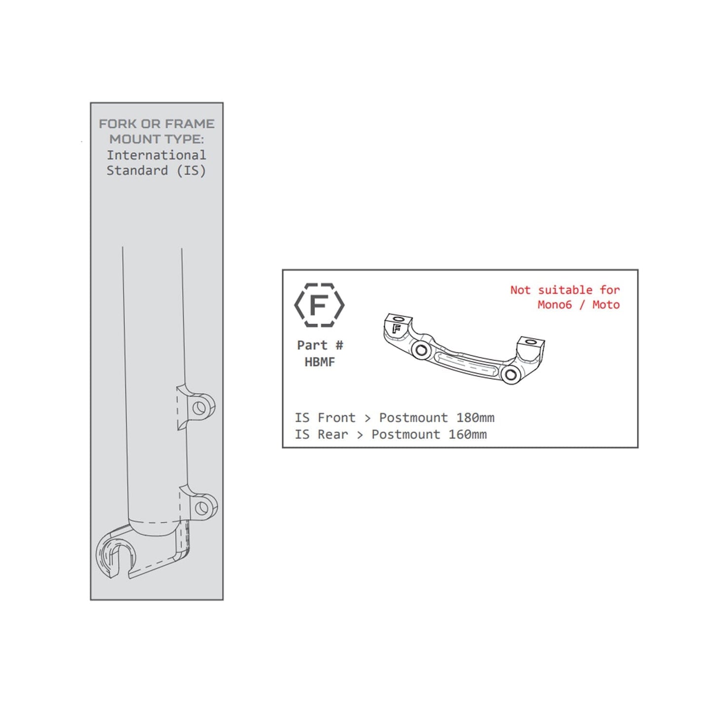 Remklauwadapter voor/achter PM / IS HOPE (Voor 180mm / Achter 160mm) #HBMF Zwart