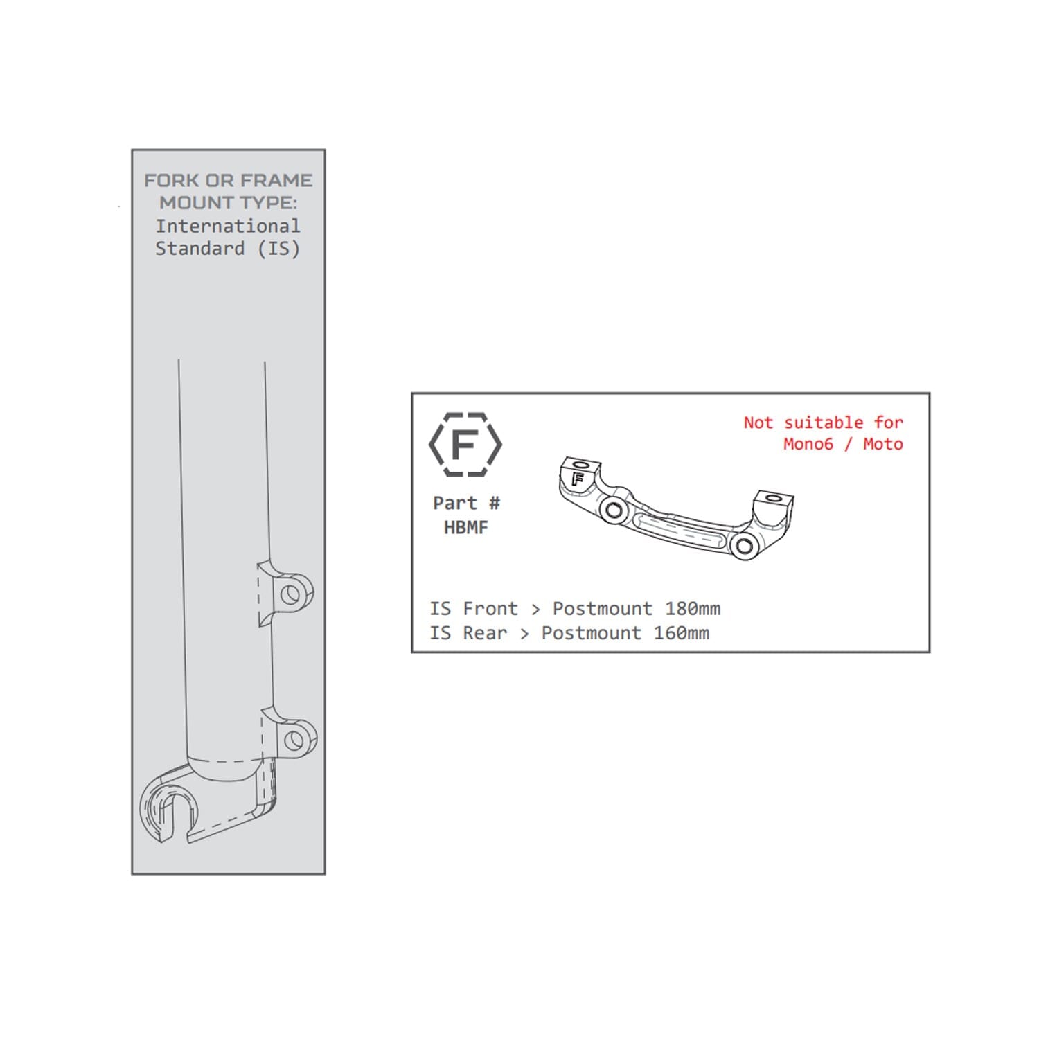 Remklauwadapter voor/achter PM / IS HOPE (Voor 180mm / Achter 160mm) #HBMF Zwart
