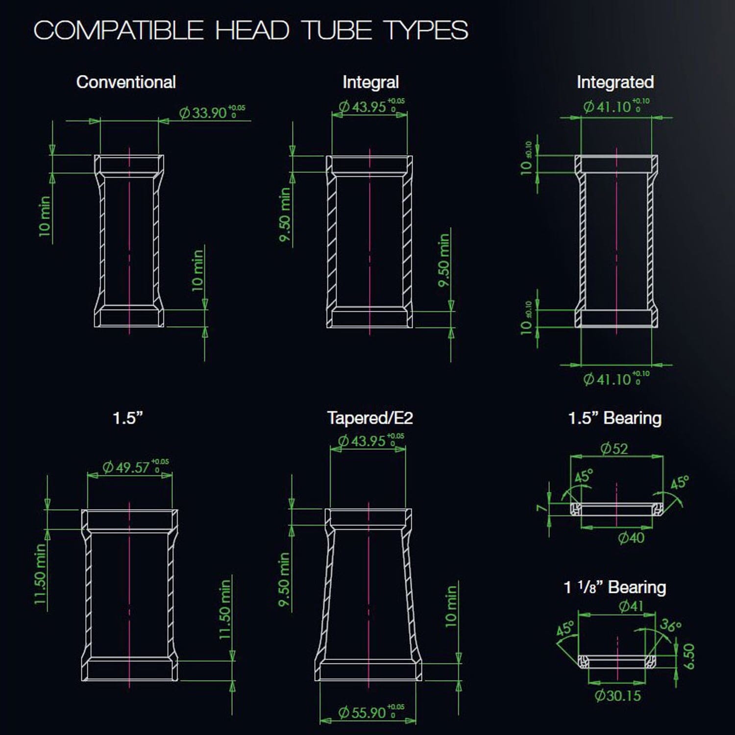 Hoge kom voor HOPE PICK'N'MIX 1"1/8 ZS44 Semi-Integrated Headset Zwart