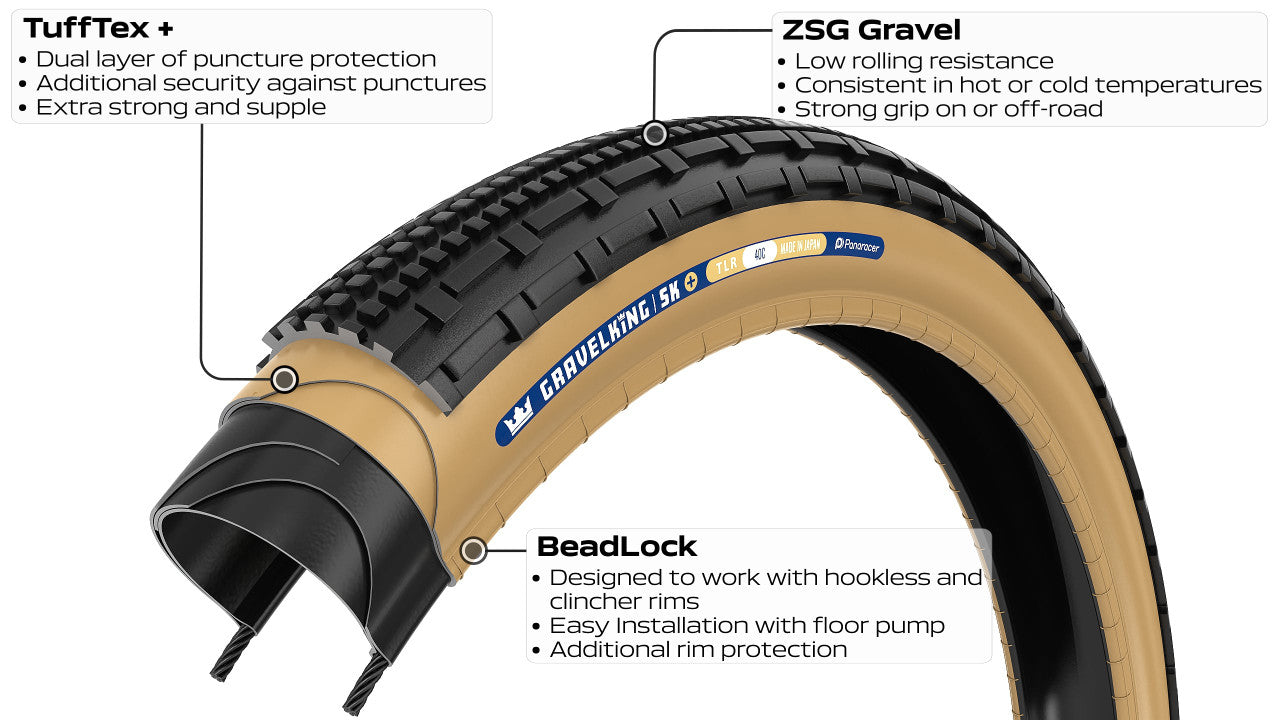 PANARACER GRAVELKING SK+ TLC 700x40c Tubeless voorbereid Beige band