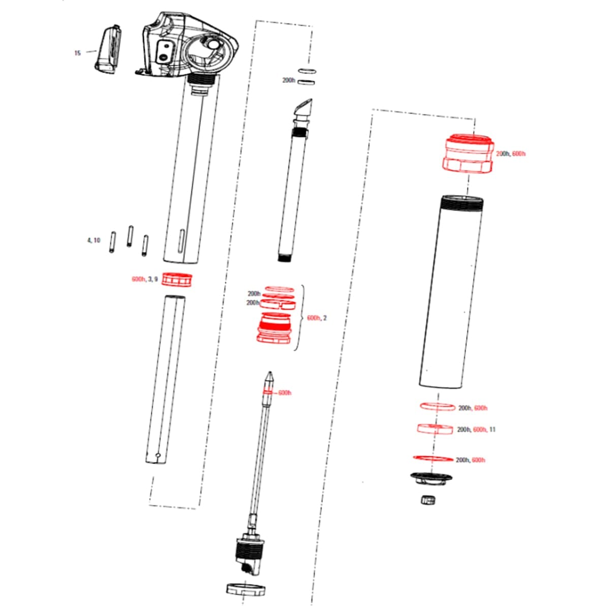 Kit Joints  Entretien 600h/ 3 Ans pour Tige de Selle ROCKSHOX REVERB AXS A1