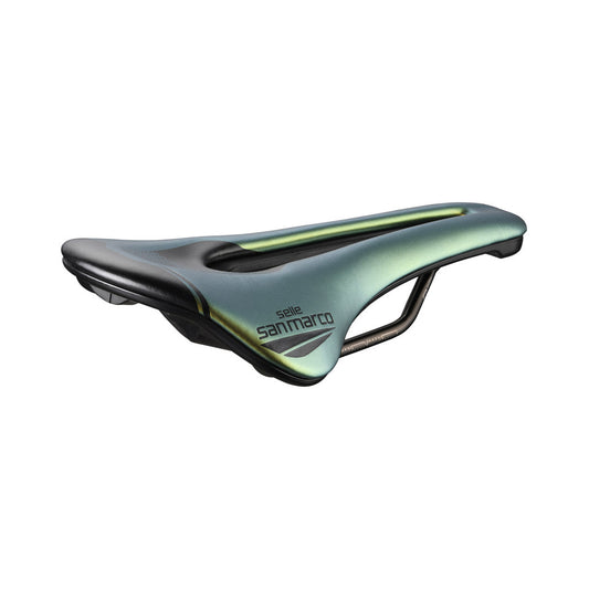 Zadel SAN MARCO SHORTFIT 2.0 OPEN-FIT RACING L3 Breedte 155mm Stalen rails Xsilite Goud