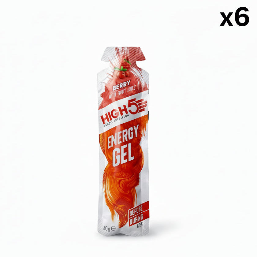 Pak van 6 HIGH5 ENERGY GEL (40g) Bessen