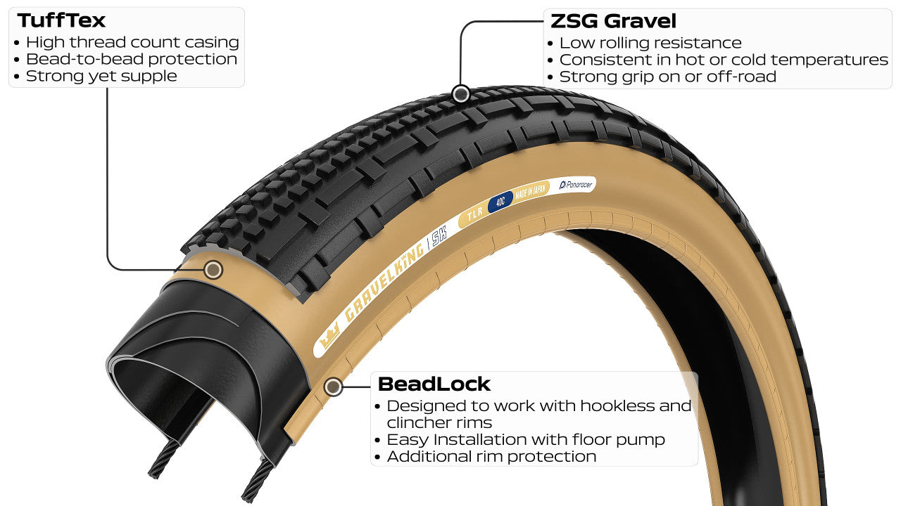 PANARACER GRAVELKING SK TLR 700x45c Tubeless Ready Zwart band