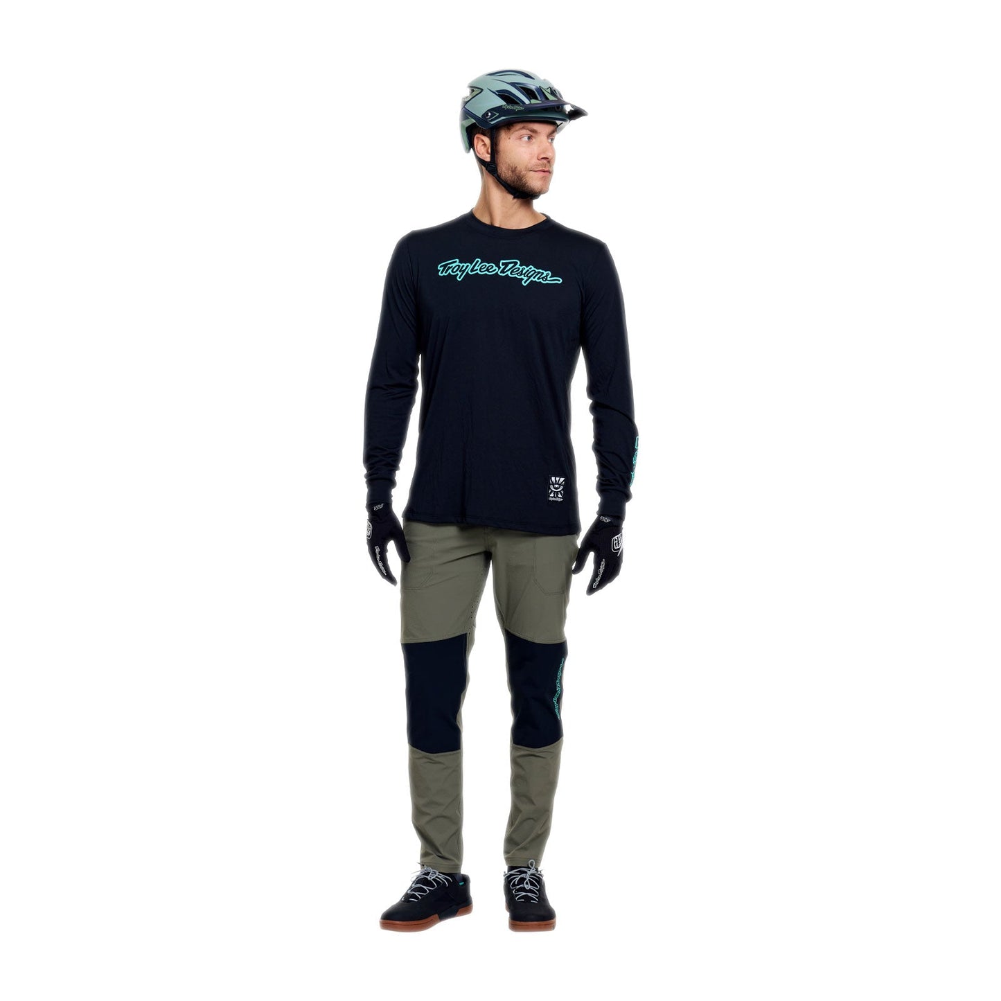 TROY LEE DESIGNS SKYLINE RIDE SIGNATURE Jersey Lange Mouw Zwart/Turkoois