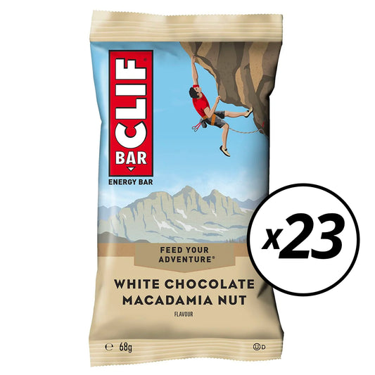 23 CLIF BAR Energierepen (68g) Witte Chocolade Macadamia Noten - Korte Datum