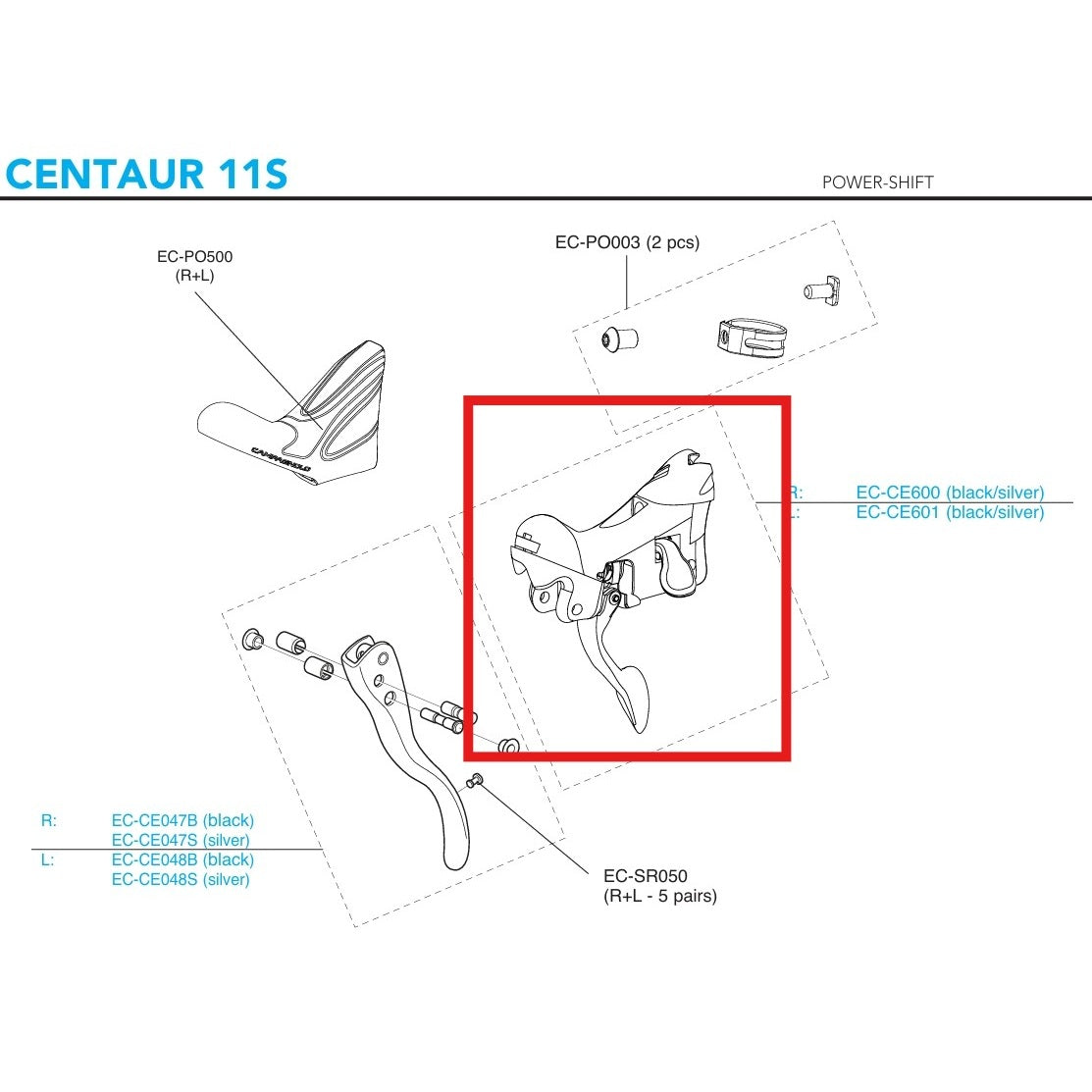 RECHTER INDEXEERBLOK CAMPAGNOLO CENTAUR 2018 POWER-SHIFT 11V