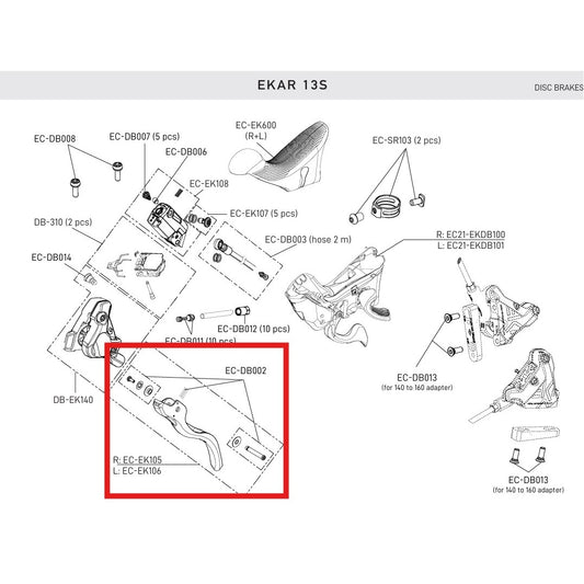 Rechter remhendel CAMPAGNOLO EKAR 13V DISC