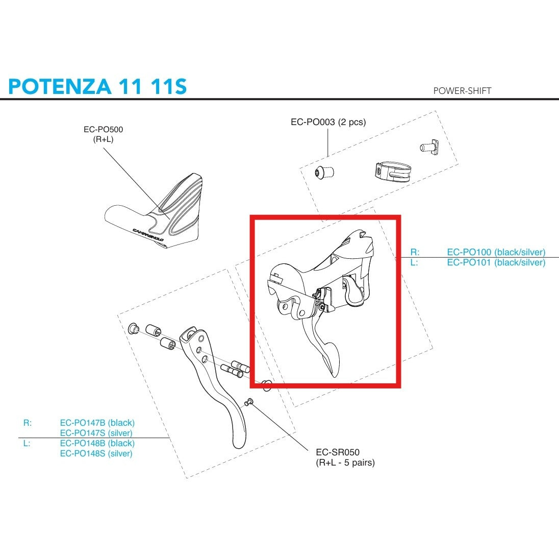 RECHTER INDEXEERBLOK CAMPAGNOLO POTENZA POWER-SHIFT 11V 2018