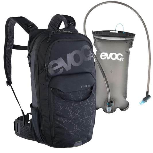 EVOC STAGE 12 ZWARTE rugzak + EVOC 2L waterzak