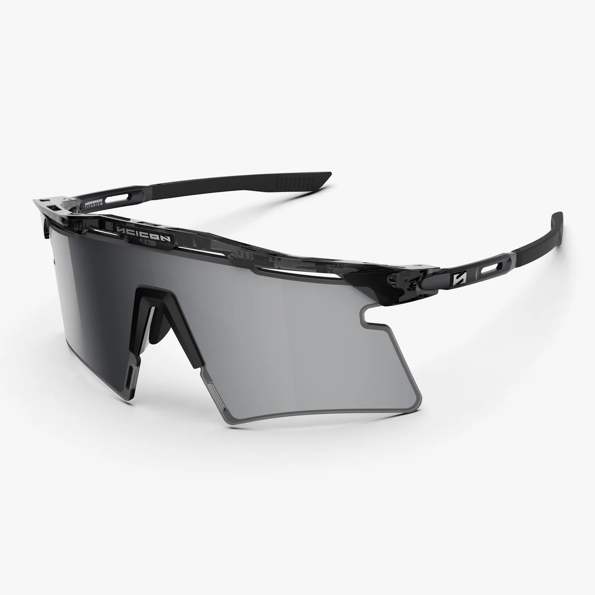 SCICON AEROSHADE 2.0 TITANIUM Bril Zwart Kristal Glans Multimirror Zilver + Roze Lens