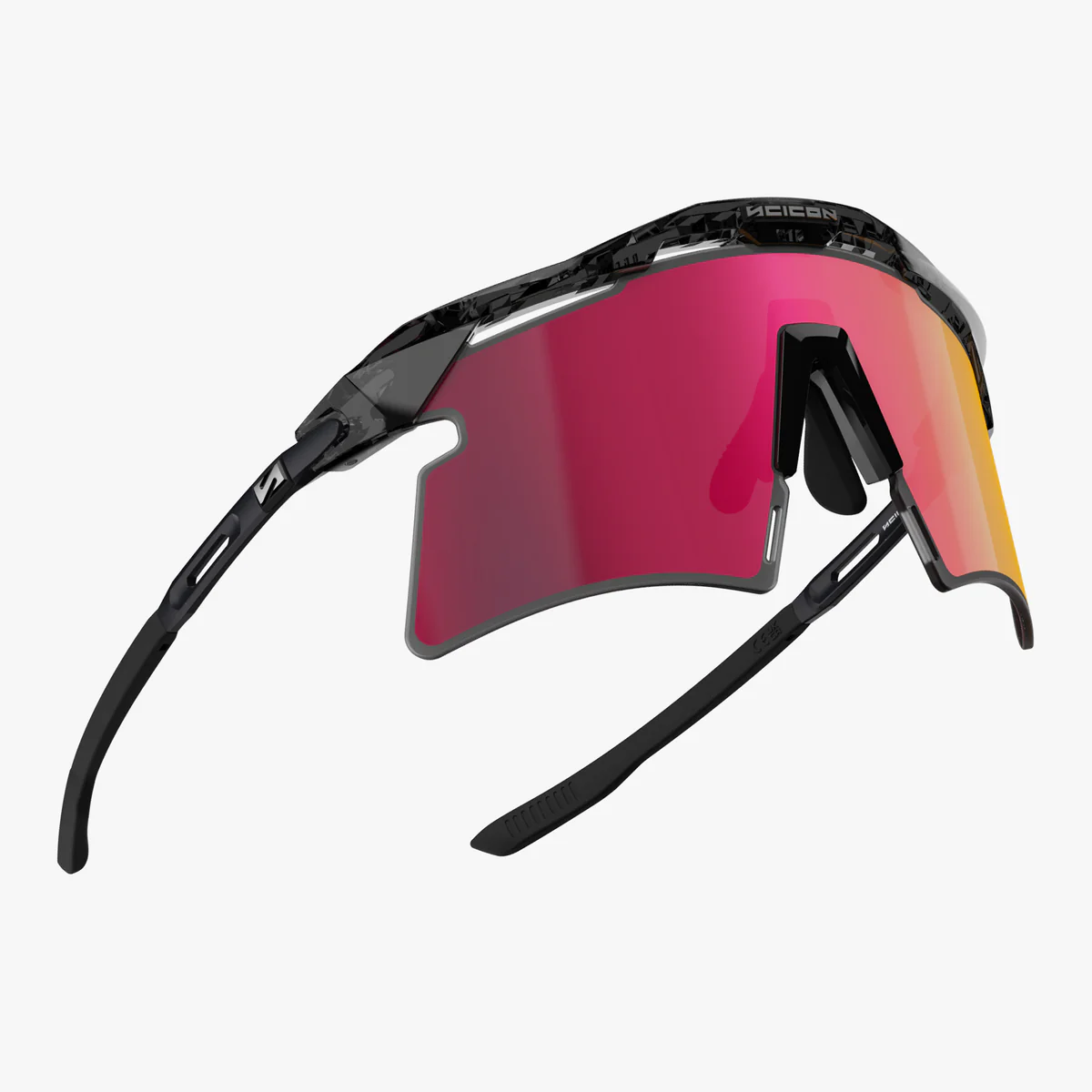 Zonnebril SCICON AEROSHADE 2.0 TITANIUM Zwart Kristalglans Multimirror Zonnebrilbril + Roze glazen