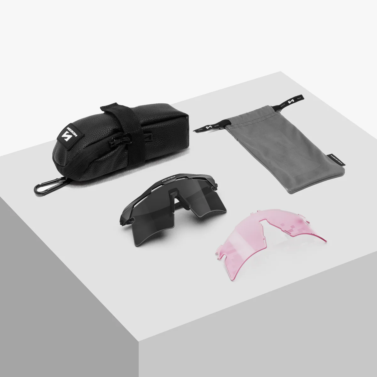 Zonnebril SCICON AEROSHADE 2.0 TITANIUM Zwart Kristalglans Multimirror Zonnebrilbril + Roze glazen