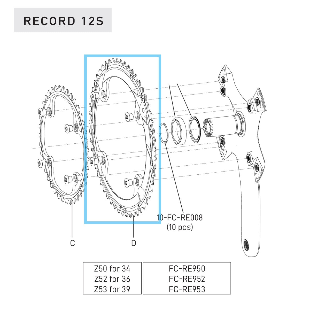 12V CAMPAGNOLO RECORD Buitenbak