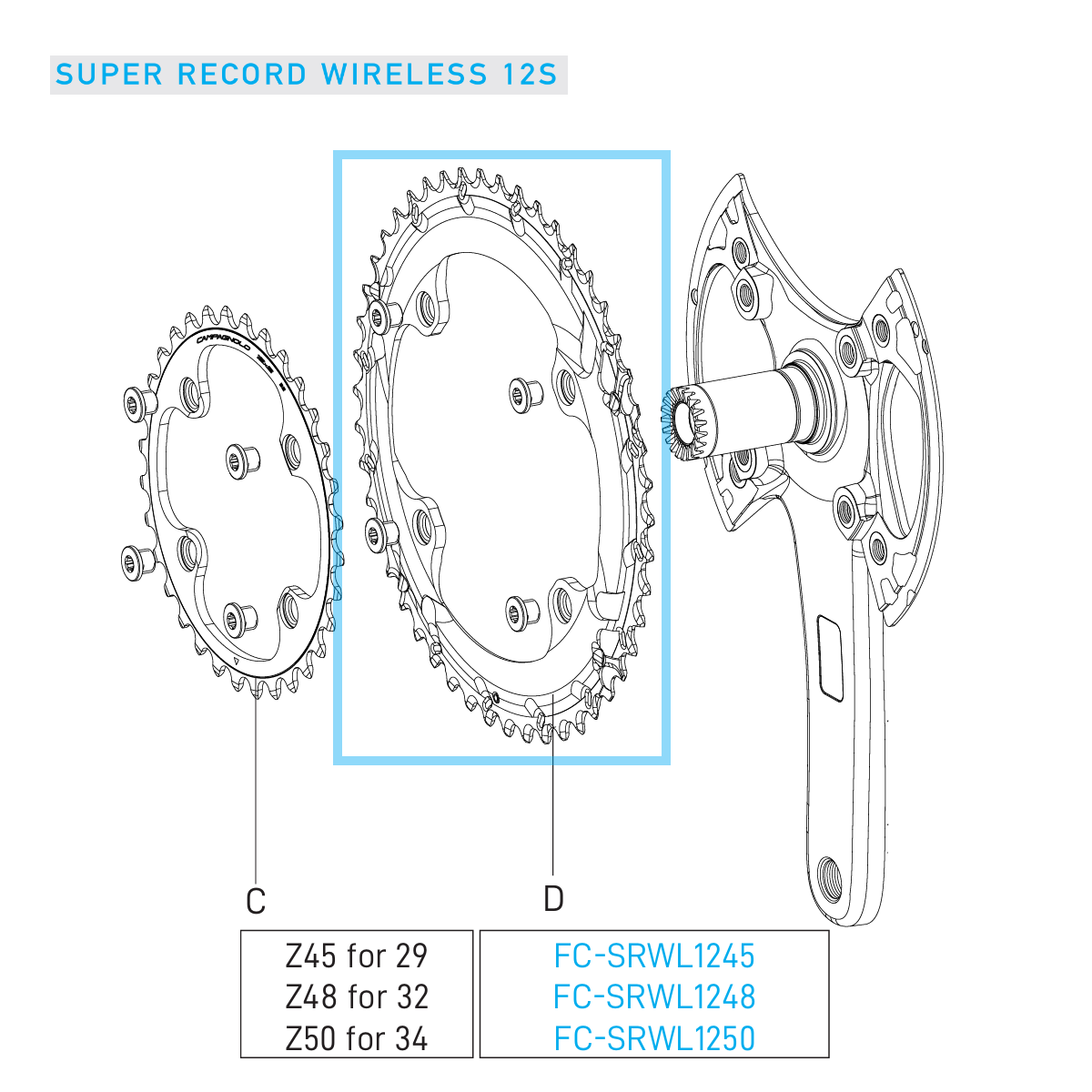 Buitenkant 12V CAMPAGNOLO SUPER RECORD WRL Dienblad