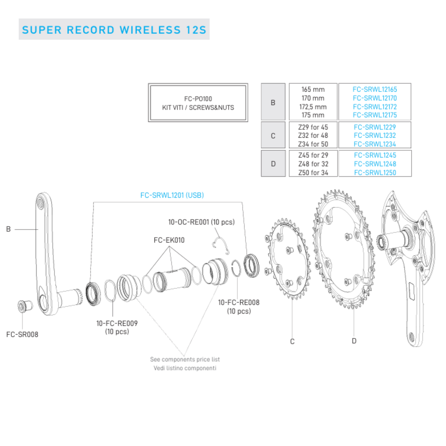 12V CAMPAGNOLO SUPER RECORD WRL Crankset Vermogenssensor