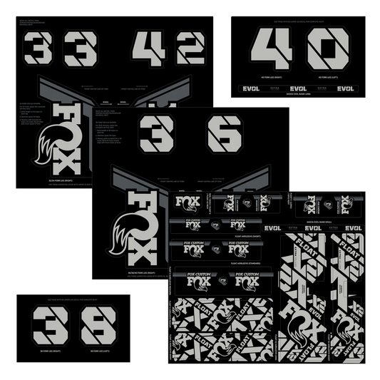 FOX stickerset voor vorken en schokdempers Grijs
