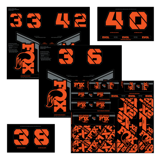 FOX-fabrieksoranje vork- en schokdemperstickerset