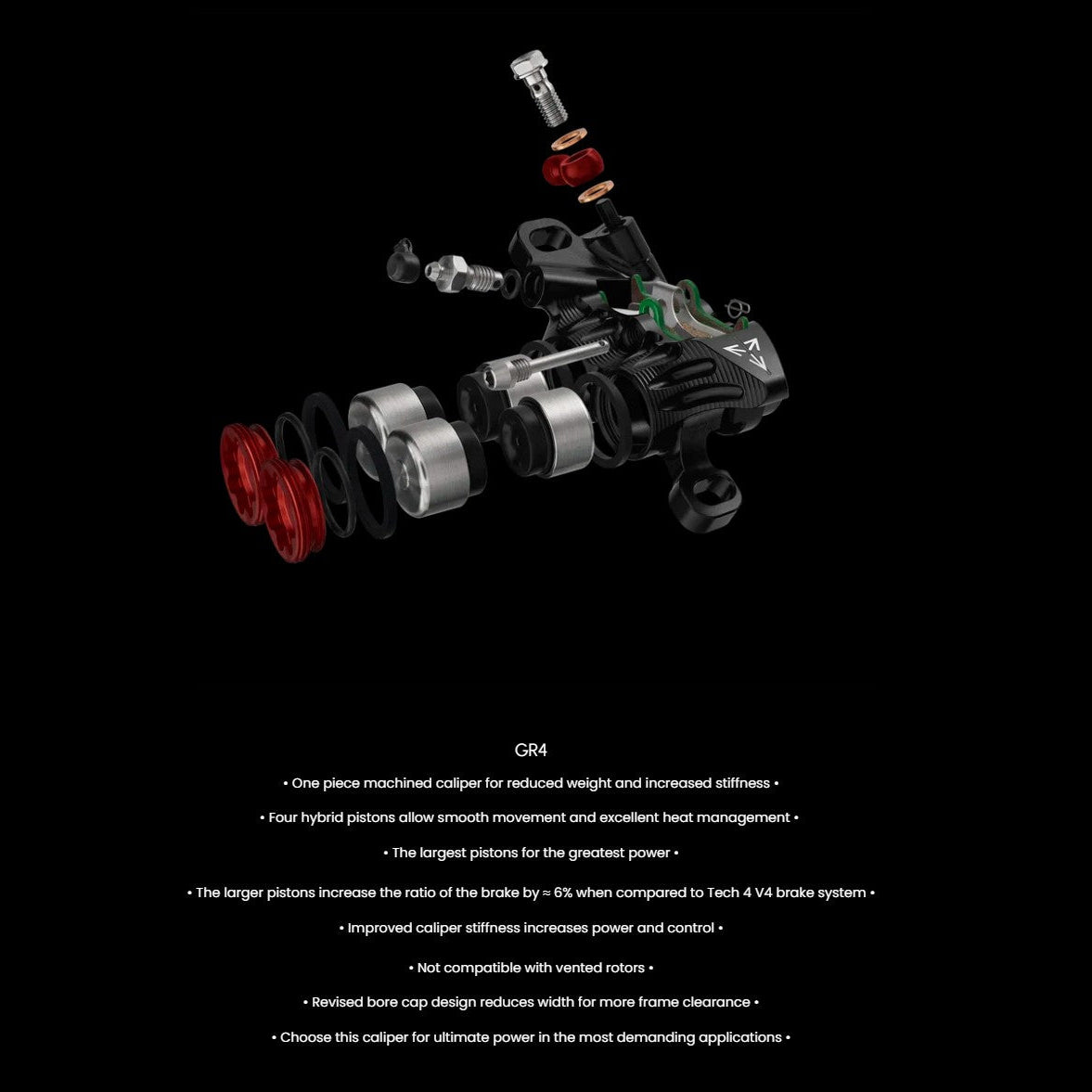 HOPE TECH 4 EVO GR4 achterrem Zwart/Rood