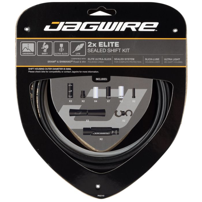 JAGWIRE 2x ELITE GEZICHT Zwart Derailleurkabel en Slang Kit