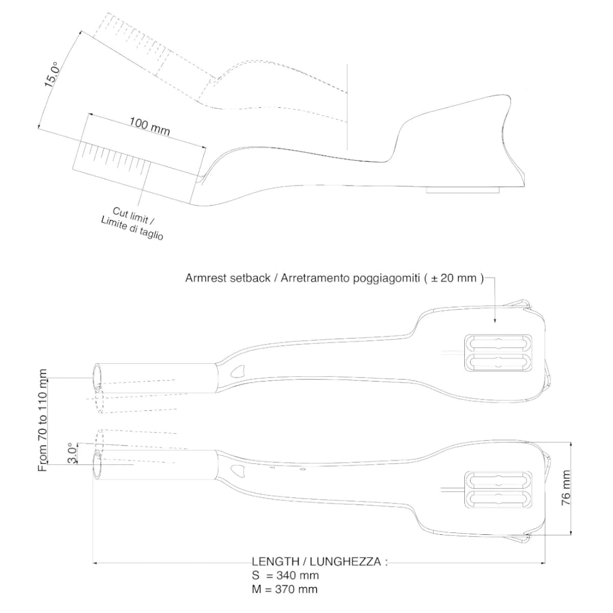 DEDA JET TWO CARBON stuurverbreders Maat S