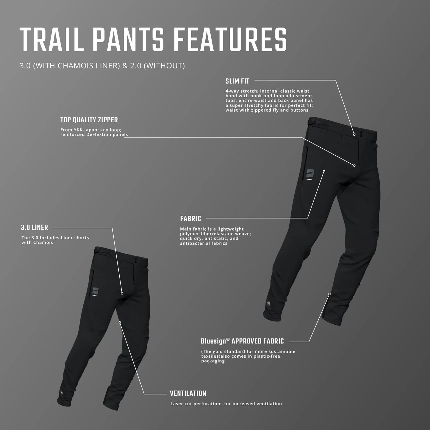 LEATT MTB Trail 3.0 LINER Broek Zwart