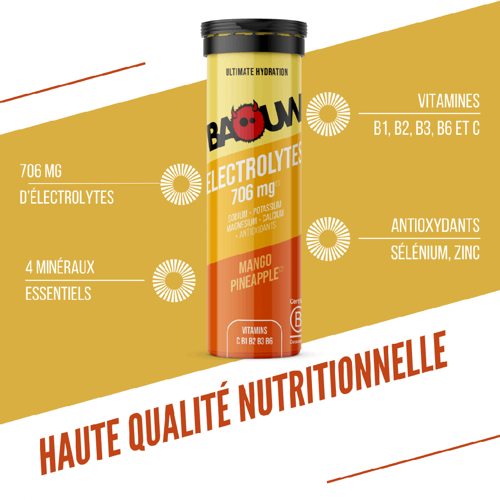 BAOUW Energiedrank (Tube van 10 tabletten) Mango/Pinaanas