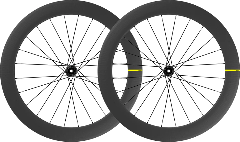 Paar MAVIC COSMIC SL 65 DISC wielen met banden (middenslot)