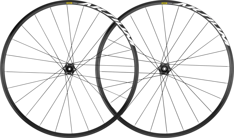 Paar MAVIC AKSIUM DISC wielen met banden (middenslot)