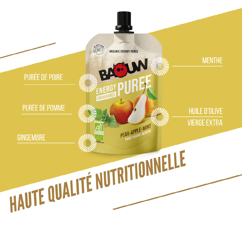 BAOUW Biologisch Recept Fruit Energie Puree Peer/Appel/Munt (90g)