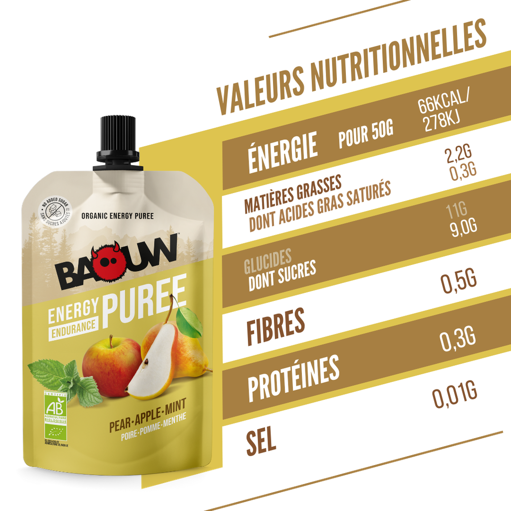 BAOUW Biologisch Recept Fruit Energie Puree Peer/Appel/Munt (90g)