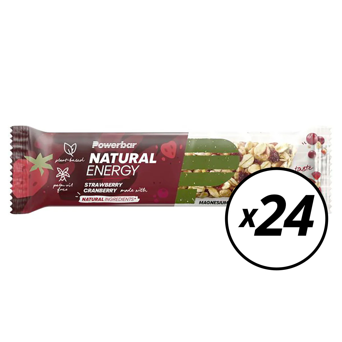 24 POWERBAR NATURAL ENERGY Bars (40 g) Aardbei Veenbes - Korte Datum