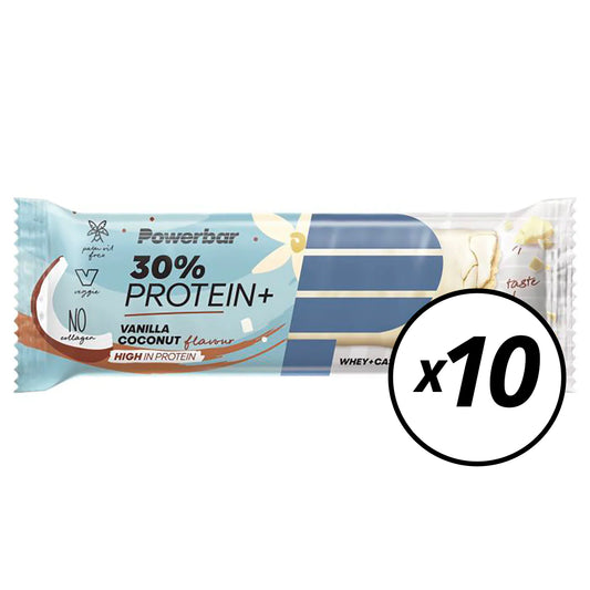 10 POWERBAR 30% PROTEIN PLUS Recovery Repen (55 g) Vanille Kokos - Dadel Courte